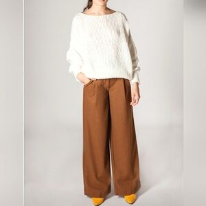 Minimum Vica Pant - Monk's Robe Wide Leg Tan Brown Wool Blend